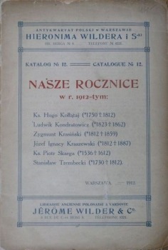 Antykwariat Hieronim Wilder katalog No.12. 1912